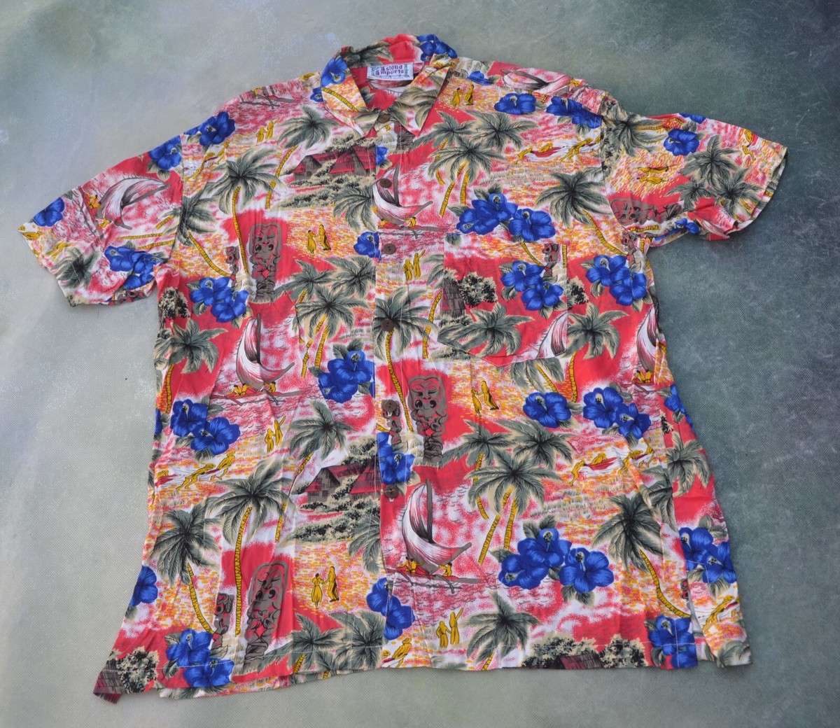 Vintage RARE Island Imports Men's Hawaiian Shirt Size L. | eBay