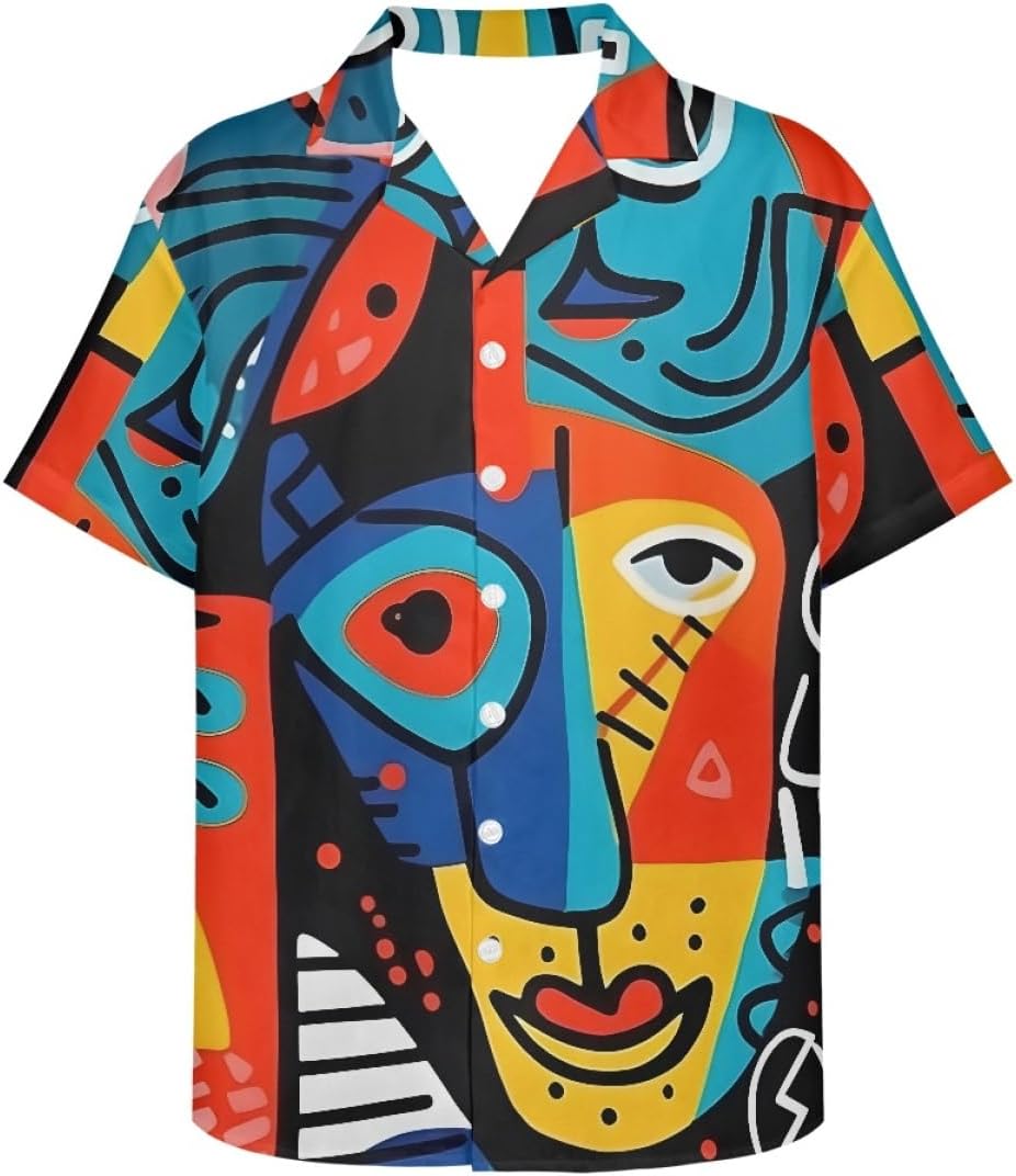 Amazon.com: EHLACHIC Men's Picasso Abstract Geometry Print Short Sleeve  Button Down Summer Beach Hawaiian Shirts,Abstract Picasso Geometry 1,2XS :  Clothing, Shoes & Jewelry