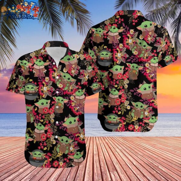 Baby Yoda Hawaiian Baby Yoda Summer Aloha Shirt Star Wars Button Up Shirt Man 1