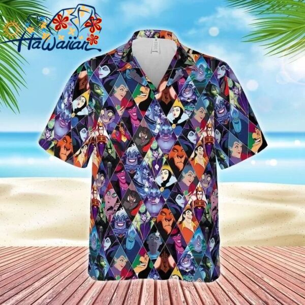 Disney Villains Characters Hawaiian Button Down Shirt Unisex Adults S 5xl 1