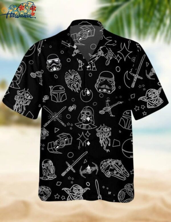 Star Wars Black Hawaiian Button Down Shirt Unisex Adults S 5xl 1