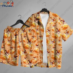 Emolga Hawaiian Anime Hawaii Button up Shirt Emolga Shirt Gifts 1
