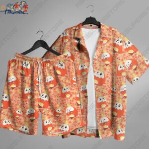 Fuecoco Hawaiian Button up Shirt Japanese Hawaiian Anime Shirt Gift 1