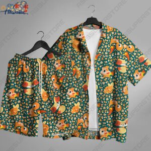 Charmander Hawaiian Button Up Shirt Japanese Anime Button up Shirt Summer 1