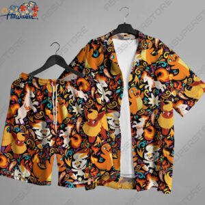 Charmander Hawaiian Button up Shirt Fire Type Charmander Shirt Gift 1