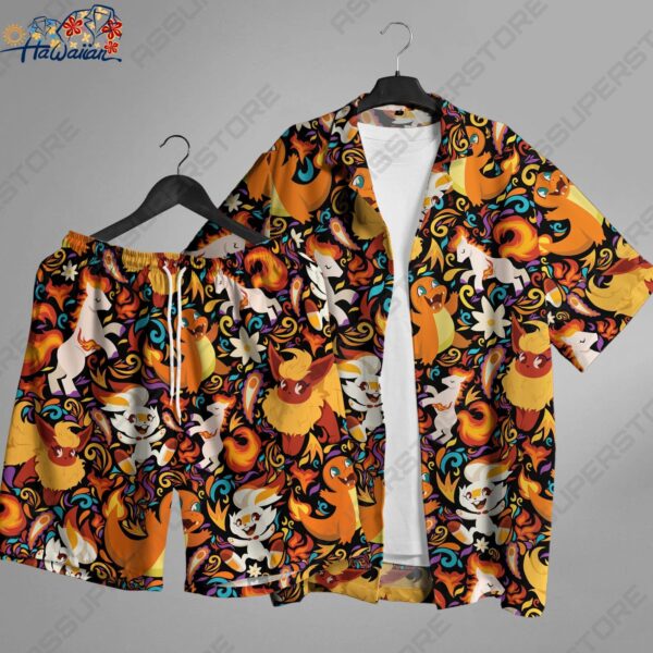 Charmander Hawaiian Button up Shirt Fire Type Charmander Shirt Gift 1