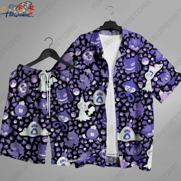 Gengar Mimikyu Ghost Hawaiian Button Up Shirt Japanese Anime Shirt Gift 1