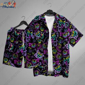 Adorable Gengar Hawaiian Button up Shirt Apparel For Fans Of The Mischievous 1