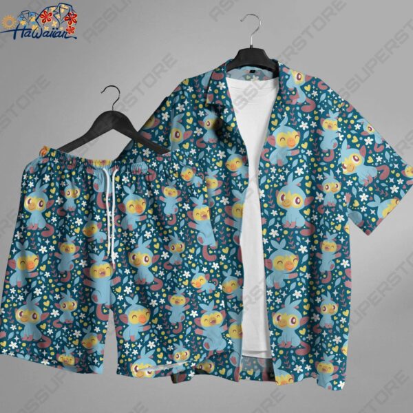 Grookey Hawaiian Button up Shirt Japanese Anime Hawaiian Shirt Grookey Shirt 1