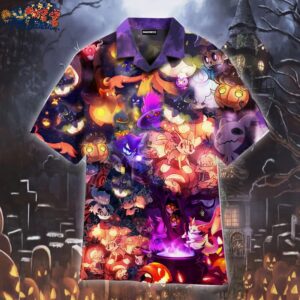 Halloween Night With Pokem0n Hawaiian Shirt Pokem0n Summer Shirt Anime Shirts 1