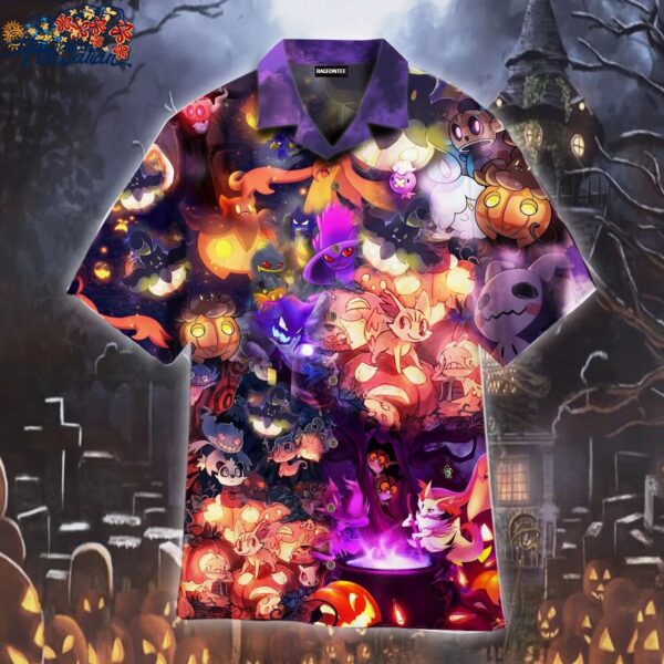 Halloween Night With Pokem0n Hawaiian Shirt Pokem0n Summer Shirt Anime Shirts 1