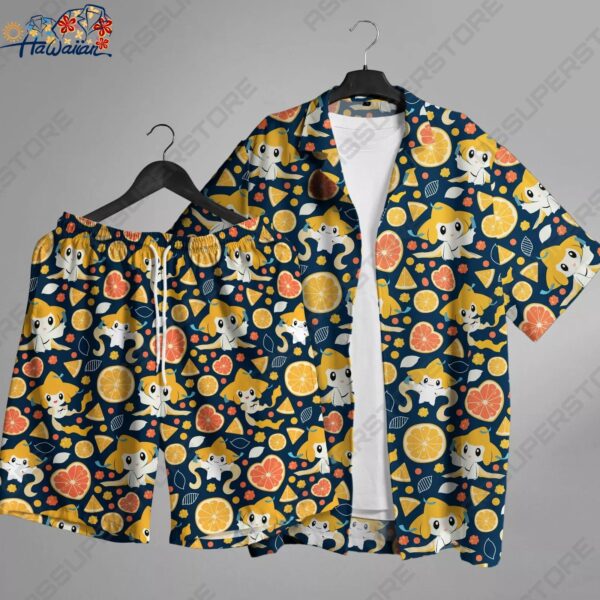 Jirachi Hawaiian Shirt Yellow Jirachi Love You Button Up Shirt Gift 1