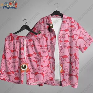 Kirby Hawaiian Button up Shirt Anime Hawaii Shirt Gift 1