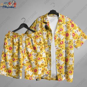 Mimikyu Ghost Hawaiian Button Up Shirt Shiny Mimikyu Shirt Ghost Shirt Gift 1