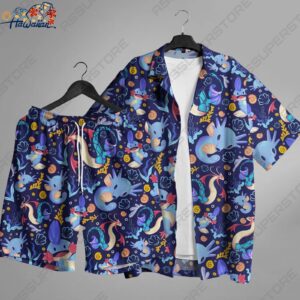 Mudkip Milotic Hawaiian Button up Shirt Mudkip Milotic Water Fun Summer Shirts 1