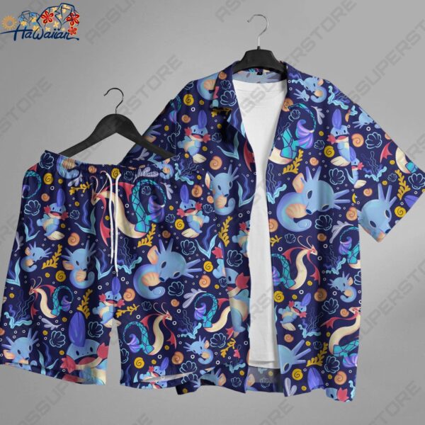 Mudkip Milotic Hawaiian Button up Shirt Mudkip Milotic Water Fun Summer Shirts 1