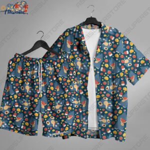 Munchlax Hawaiian Button up Shirt Japanese Hawaiian Anime Shirt Gift 1