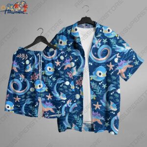Piplup Hawaiian Shirt Japanese Anime Hawaii Button up Shirt Water Piplup Shirt 1