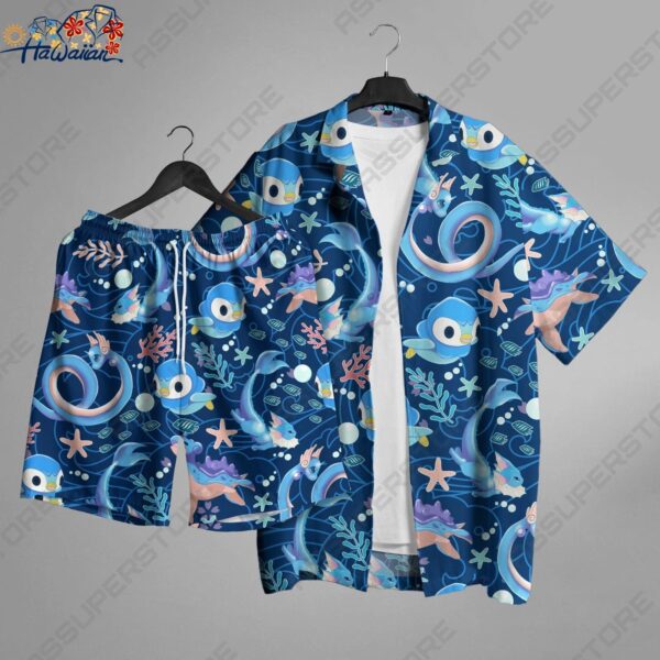 Piplup Hawaiian Shirt Japanese Anime Hawaii Button up Shirt Water Piplup Shirt 1