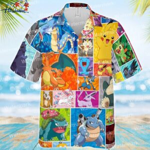 Pokem0n Hawaiian Shirt Monster Anime Aloha Shirt Button Down Summer Trip Famil 1