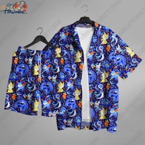 Articuno Jolteon Hawaiian Button up Shirt Articuno Summer Hawaiian Shirt 1