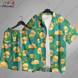 Psyduck Hawaiian Shirt Anime Hawaii Button up Shirt Psyduck Shirt Gift 1