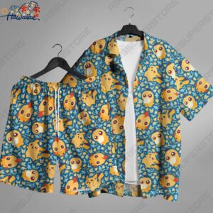 Psyduck Pikachu Hawaiian Shirt Psyduck Hawaii Button Up Shirt Japanese Anime 1