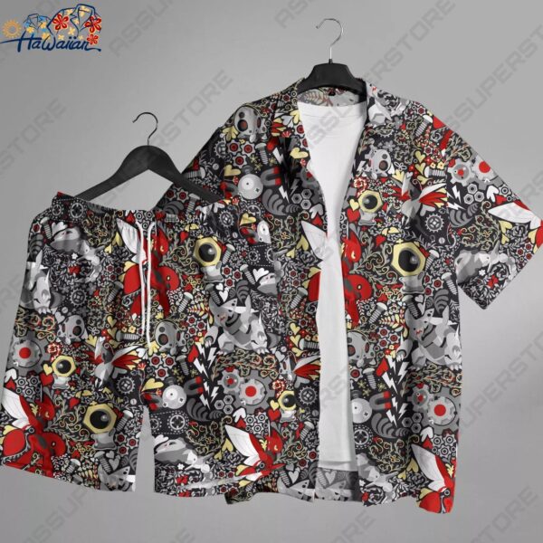 Scizor Skarmory Hawaiian Shirt Anime Button Up Shirt Scizor Skarmory Button Up 1