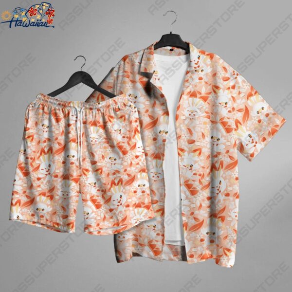 Scorbunny Fire Hawaiian Shirt Scorbunny Button Up Shirt Gift 1