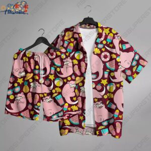 Slowpoke Hawaiian Button up Shirt Japanese Anime Shirt Gift 1