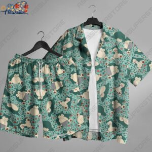 Snorlax Hawaiian Button Up Shirt Japanese Anime Hawaii Shirt Gift 1