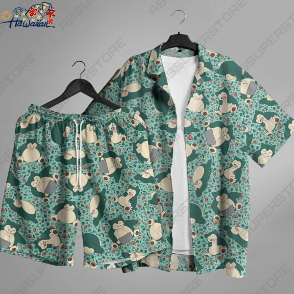 Snorlax Hawaiian Button Up Shirt Japanese Anime Hawaii Shirt Gift 1