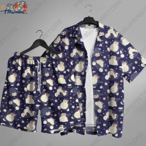 Snorlax Hawaiian Button up Shirt Japanese Anime Snorlax Shirt Gift 1