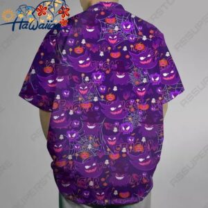 Gengar Hawaiian Button up Shirt Gengar Ghost Halloween Hawaii Shirt Gift 1