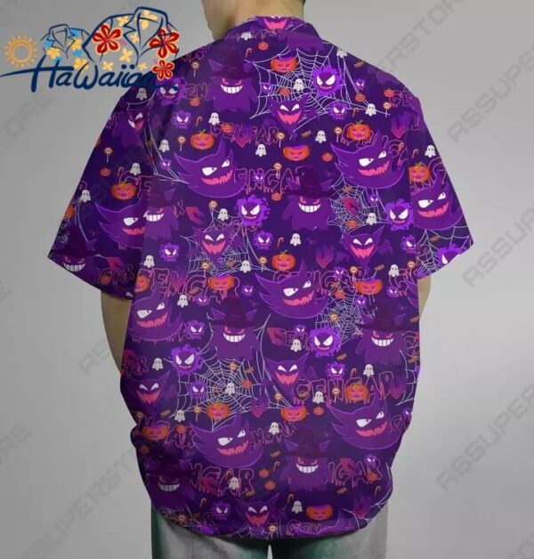Gengar Hawaiian Button up Shirt Gengar Ghost Halloween Hawaii Shirt Gift 1