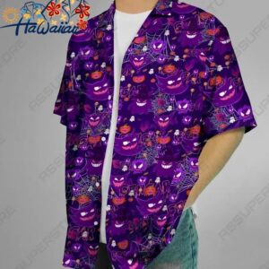 Gengar Hawaiian Button up Shirt Gengar Ghost Halloween Hawaii Shirt Gift 2