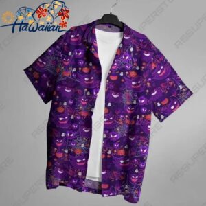 Gengar Hawaiian Button up Shirt Gengar Ghost Halloween Hawaii Shirt Gift 3