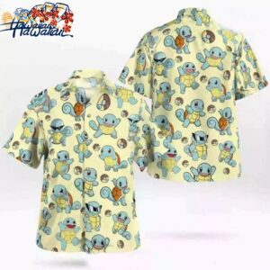 Squirtle Hawaiian Pattern Hawaii Shirt Aloha Anime Blastoise Button Up Shirt 1