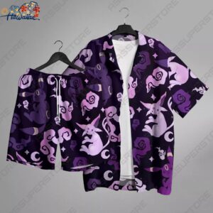 Espeon Umbreon Hawaiian Button Up Shirt Espeon Hawaiian Shirt Umbreon Shirt Gift 1