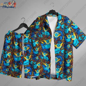 Vaporeon Hawaiian Button Up Shirt Vaporeon Water Hawaiian Shirt Vaporeon Shirt 1