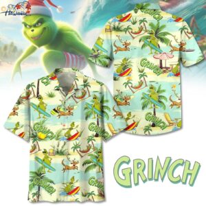 Grinch Hawaiian Button Down Shirt Unisex Adults S 5xl 1