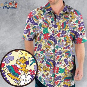 Garfield Hawaiian Button Down Shirt Unisex Adults S 5xl 1