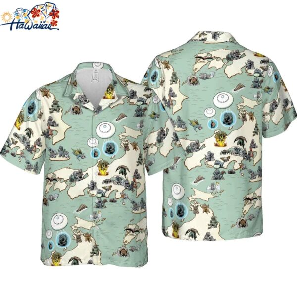 Godzilla Hawaiian Button Down Shirt Unisex Adults S 5xl 1