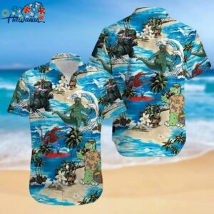 Godzilla Hawaiian Button Down Shirt Unisex Adults S 5xl 1 1