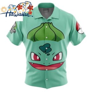 Bulbasaur Face Pokemon Button Up Hawaiian Shirt S 1 1