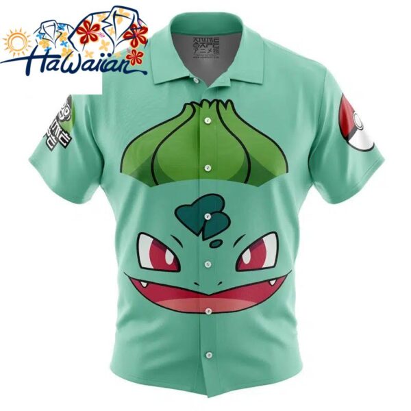 Bulbasaur Face Pokemon Button Up Hawaiian Shirt S 1 1
