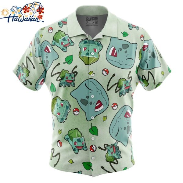 Bulbasaur Pattern Pokemon Button Up Hawaiian Shirt 1
