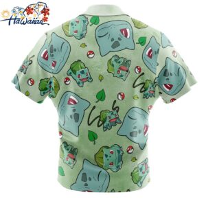 Bulbasaur Pattern Pokemon Button Up Hawaiian Shirt 2 1