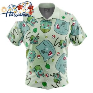 Bulbasaur Pattern Pokemon Button Up Hawaiian Shirt S 1 1