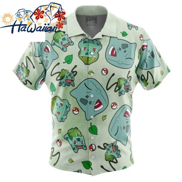 Bulbasaur Pattern Pokemon Button Up Hawaiian Shirt S 1 1